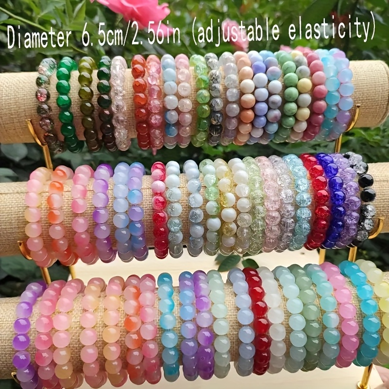 150pcs Unisex Bright Glass Bead Bracelet Set, Random Colors